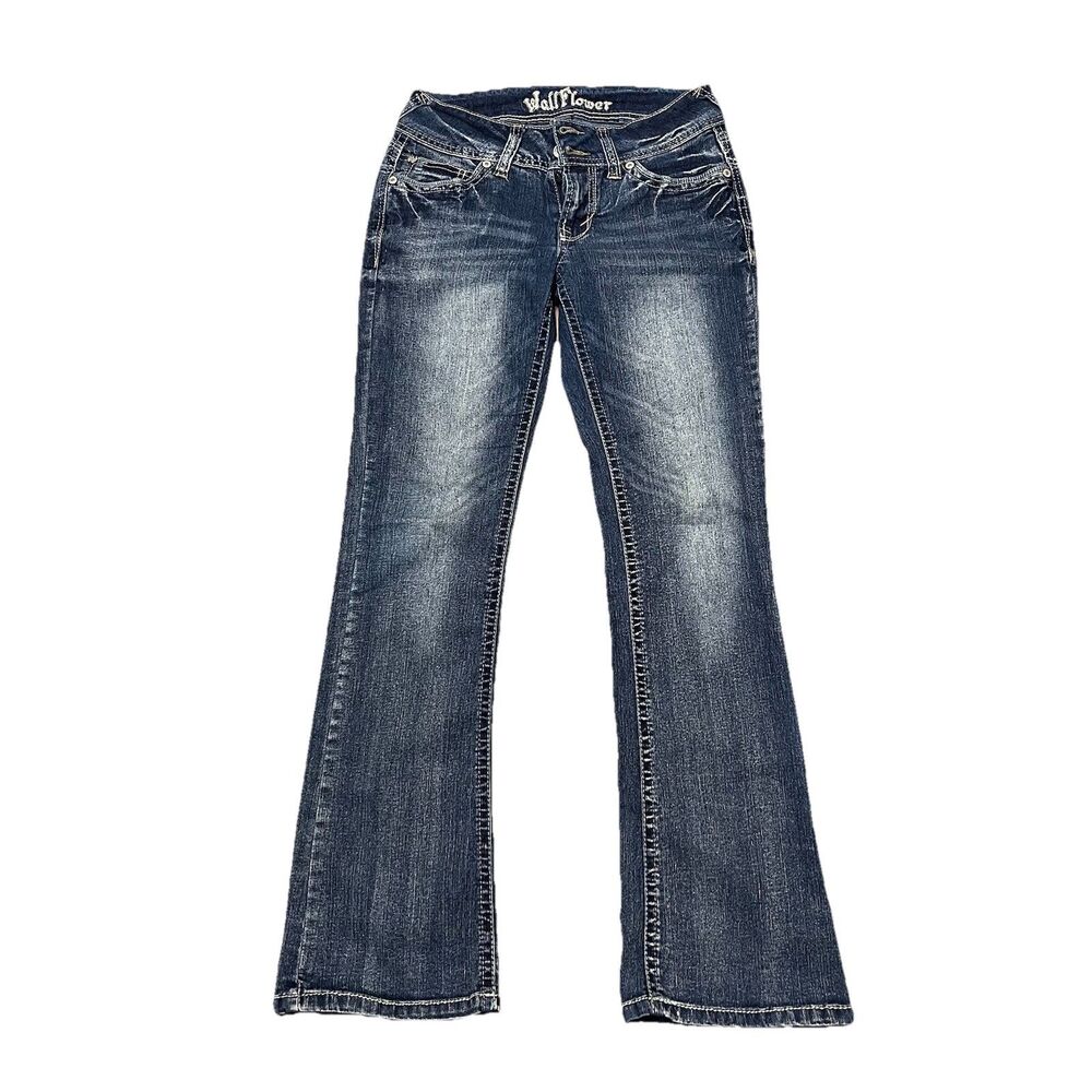Wallflower Women's Low Rise Bootcut Flare Jeans, Size 5, Vintage Y2K 2000s